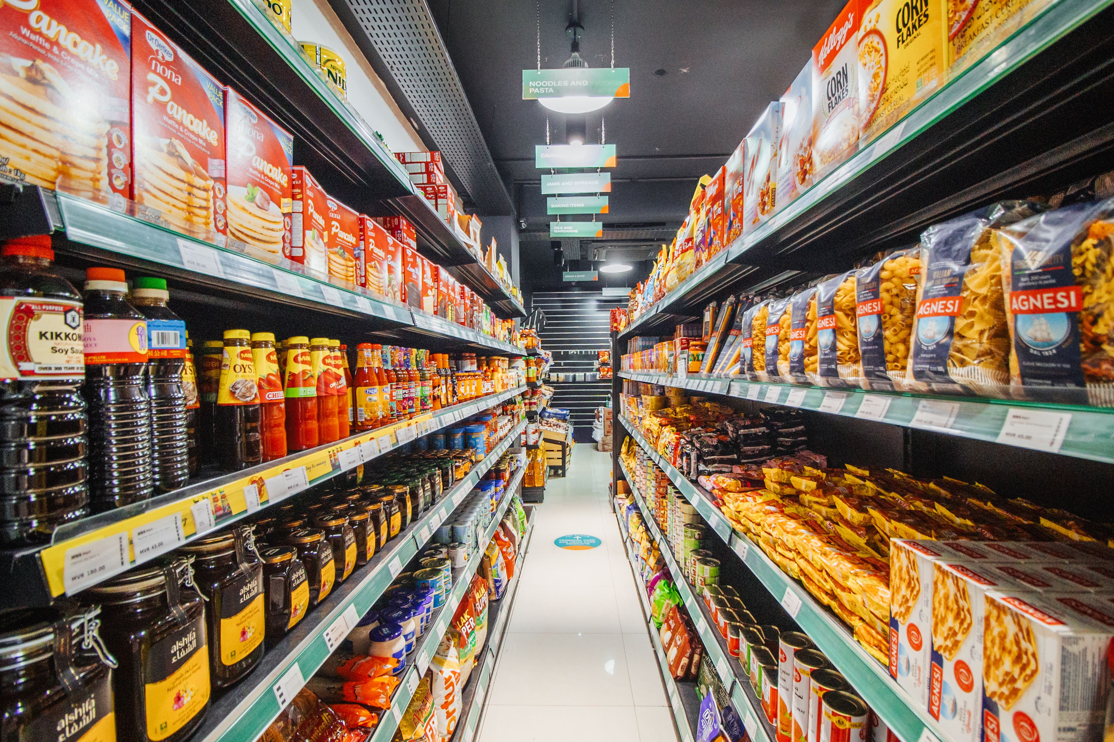 A well-stocked MHA supermarket aisle